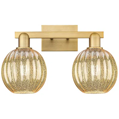 Innovations Lighting Preston 16"w 2 Light Brushed Brass Bath Light W/ Globe Mercury Shade