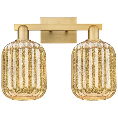 Innovations Lighting Preston 16"w 2 Light Brushed Brass Bath Light W/ Jar Mercury Shade