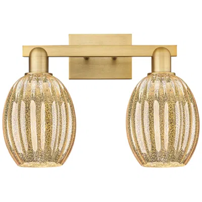 Innovations Lighting Preston 16"w 2 Light Brushed Brass Bath Light With Bell Mercury Shade In Brown