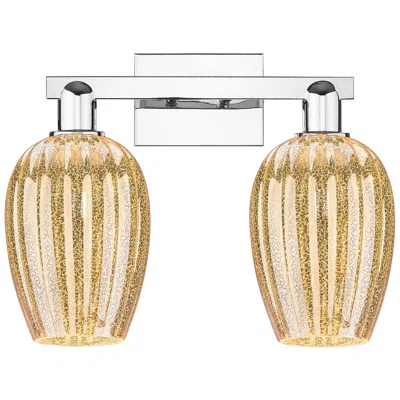 Innovations Lighting Preston 16"w 2 Light Chrome Bath Vanity Light With Flute Mercury Shade In Silver