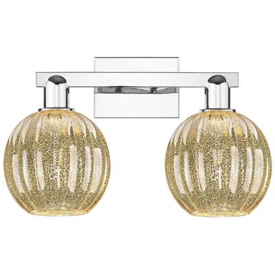 Innovations Lighting Preston 16"w 2 Light Chrome Bath Vanity Light With Globe Mercury Shade