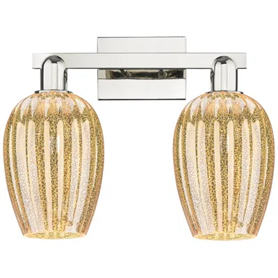 Innovations Lighting Preston 16"w 2 Light Nickel Bath Vanity Light With Flute Mercury Shade In Silver