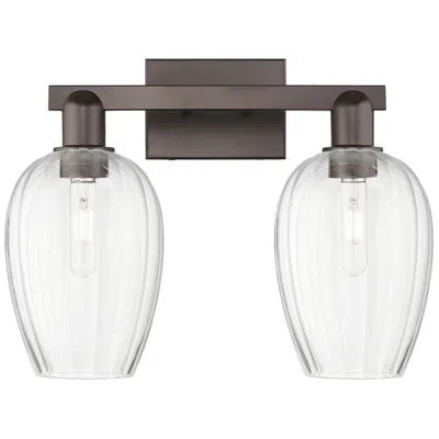 Innovations Lighting Preston 16"w 2 Light Oil Rubbed Bronze Bath Light W/ Flute Clear Shade