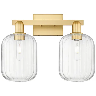 Innovations Lighting Preston 16"w 2 Light Satin Gold Bath Vanity Light With Jar Clear Shade