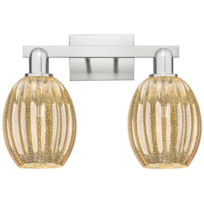 Innovations Lighting Preston 16"w 2 Light Satin Nickel Bath Light W/ Bell Mercury Shade In Gold