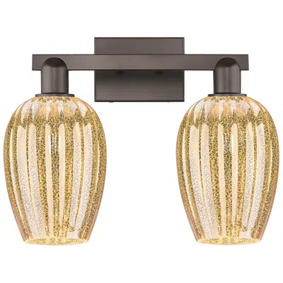 Innovations Lighting Preston 16"w 2-lt Oil Rubbed Bronze Bath-lt W/ Mercury Flute Shade