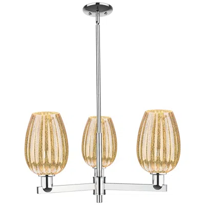 Innovations Lighting Preston 17.5"w 3 Light Chrome Stem Chandelier With Flute Mercury Shade
