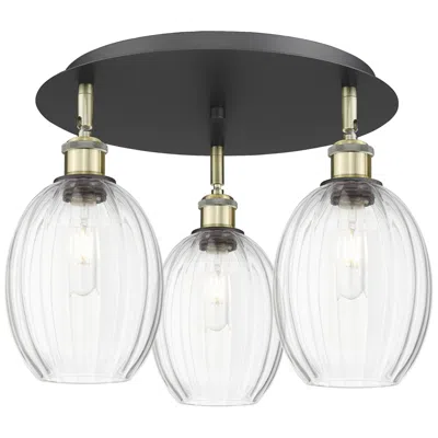 Innovations Lighting Preston 18" Wide 3-light Black Antique Brass Flush Mount With Clear Shade