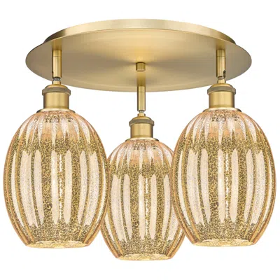 Innovations Lighting Preston 18" Wide 3-light Brushed Brass Flush Mount With Mercury Shade In Gold