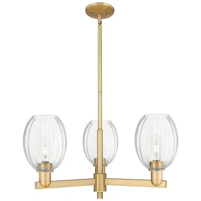 Innovations Lighting Preston 18"w 3 Light Brushed Brass Stem Chandelier W/ Bell Clear Shade In Gold