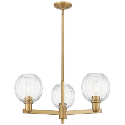 Innovations Lighting Preston 18"w 3 Light Brushed Brass Stem Chandelier W/ Clear Globe Shade