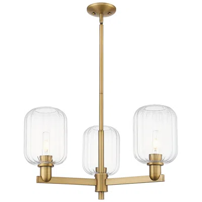 Innovations Lighting Preston 18"w 3 Light Brushed Brass Stem Chandelier With Clear Jar Shade