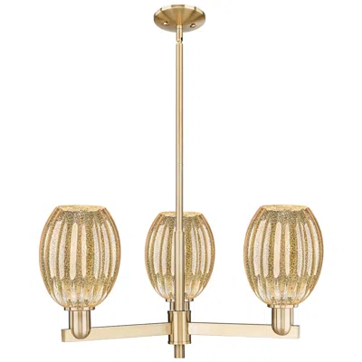 Innovations Lighting Preston 18"w 3 Light Champagne Stem Chandelier With Bell Mecury Shade In Gold