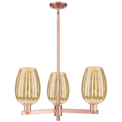Innovations Lighting Preston 18"w 3 Light Copper Stem Chandelier With Flute Mercury Shade