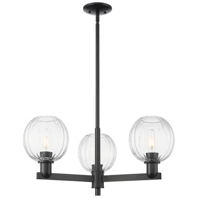 Innovations Lighting Preston 18"w 3 Light Matte Black Stem Chandelier With Clear Globe Shade