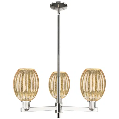 Innovations Lighting Preston 18"w 3 Light Nickel Stem Chandelier W/ Bell Mecury Shade In Silver