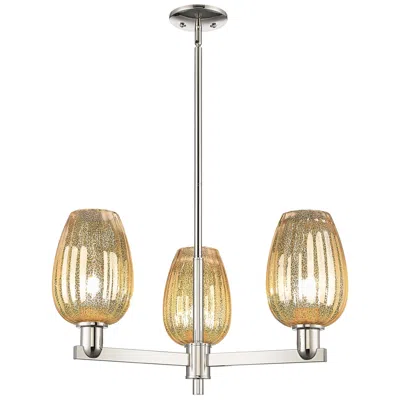 Innovations Lighting Preston 18"w 3 Light Nickel Stem Chandelier W/ Flute Mercury Shade