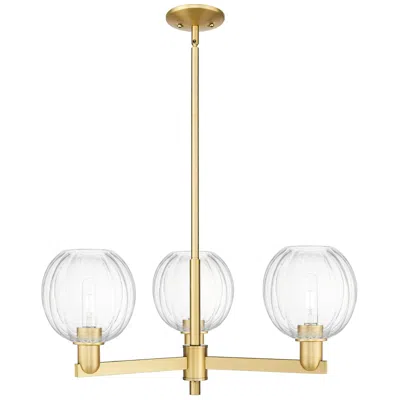 Innovations Lighting Preston 18"w 3 Light Satin Gold Stem Chandelier With Clear Globe Shade