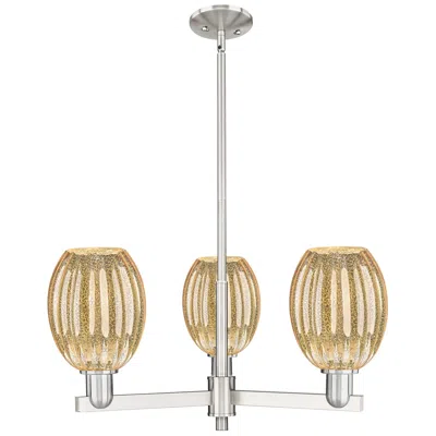 Innovations Lighting Preston 18"w 3 Light Satin Nickel Stem Chandelier W/ Bell Mecury Shade In Gold