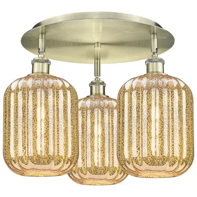 Innovations Lighting Preston 19" Wide 3-light Antique Brass Flush Mount With Mercury Shade