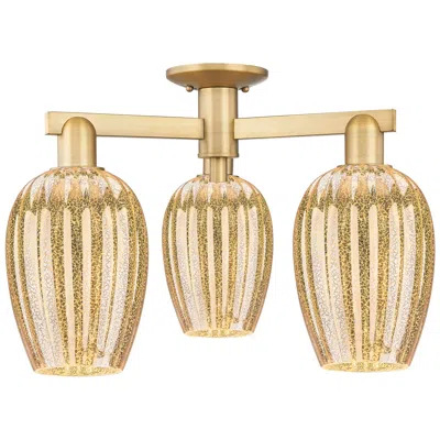 Innovations Lighting Preston 24"w 3 Light Brushed Brass Semi-flush With Mercury Flute Shade