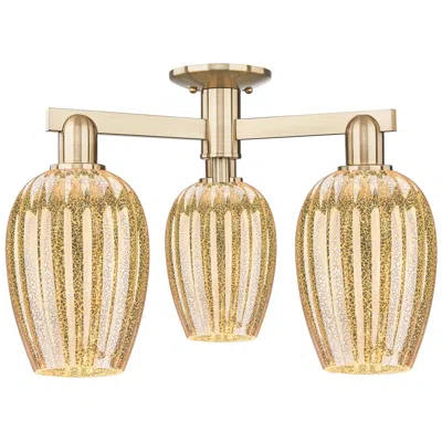 Innovations Lighting Preston 24"w 3 Light Champagne Semi-flush With Mercury Flute Shade