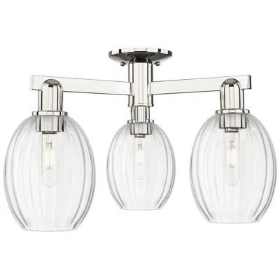 Innovations Lighting Preston 24"w 3 Light Polished Nickel Semi-flush With Bulb Clear Shade