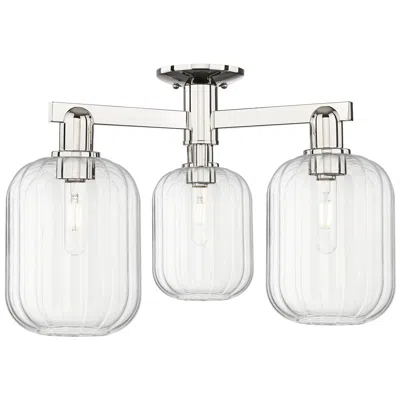 Innovations Lighting Preston 24"w 3 Light Polished Nickel Semi-flush With Clear Jar Shade