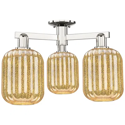 Innovations Lighting Preston 24"w 3 Light Polished Nickel Semi-flush With Mercury Jar Shade