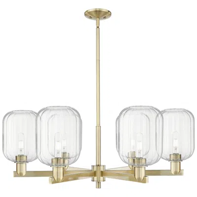 Innovations Lighting Preston 24"w 6 Light Antique Brass Stem Chandelier With Clear Jar Shade In Gold