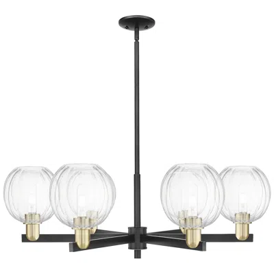 Innovations Lighting Preston 24"w 6 Light Black Brass Stem Chandelier With Clear Globe Shade