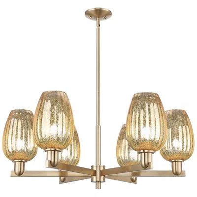 Innovations Lighting Preston 24"w 6 Light Champagne Stem Chandelier With Flute Mercury Shade