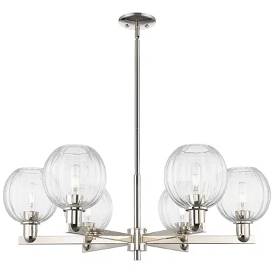 Innovations Lighting Preston 24"w 6 Light Nickel Stem Chandelier W/ Clear Globe Shade