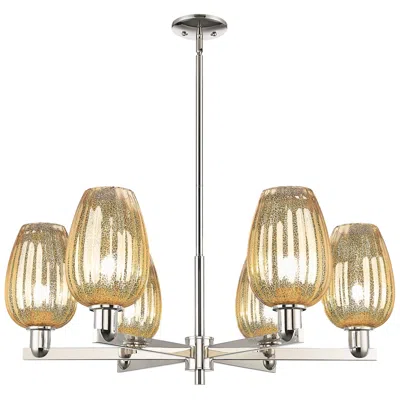 Innovations Lighting Preston 24"w 6 Light Nickel Stem Chandelier W/ Flute Mercury Shade