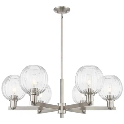 Innovations Lighting Preston 24"w 6 Light Satin Nickel Stem Chandelier W/ Clear Globe Shade