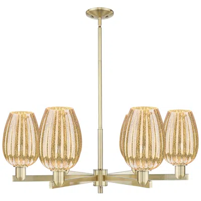 Innovations Lighting Preston 24"w 6-lt Antique Brass Stem Chandelier W/ Flute Mercury Shade