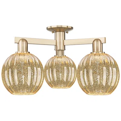 Innovations Lighting Preston 25"w 3 Light Champagne Semi-flush With Mercury Globe Shade