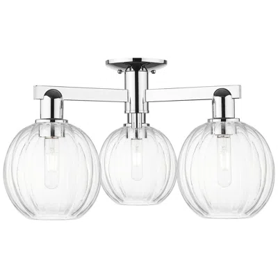 Innovations Lighting Preston 25"w 3 Light Polished Chrome Semi-flush With Clear Globe Shade