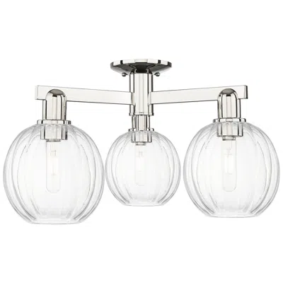 Innovations Lighting Preston 25"w 3 Light Polished Nickel Semi-flush With Clear Globe Shade