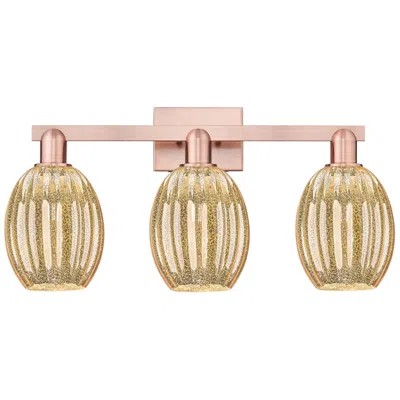 Innovations Lighting Preston 26"w 3 Light Antique Copper Bath Light With Bell Mercury Shade In Gold