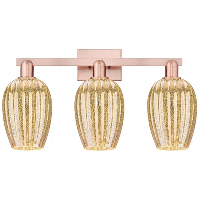 Innovations Lighting Preston 26"w 3 Light Antique Copper Bath Light With Mercury Flute Shade