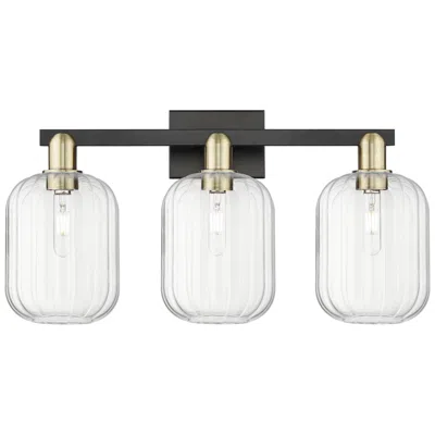 Innovations Lighting Preston 26"w 3 Light Black Brass Bath Light With Clear Jar Shade