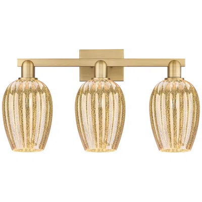 Innovations Lighting Preston 26"w 3 Light Brushed Brass Bath Light With Flute Mercury Shade