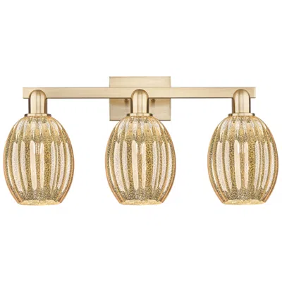 Innovations Lighting Preston 26"w 3 Light Champagne Bath Light With Bell Mercury Shade In Gold