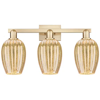 Innovations Lighting Preston 26"w 3 Light Champagne Bath Light With Mercury Flute Shade