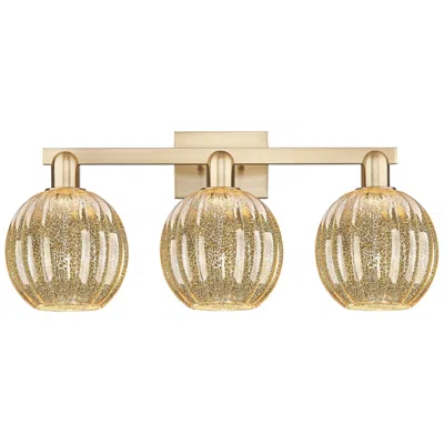 Innovations Lighting Preston 26"w 3 Light Champagne Bath Light With Mercury Globe Shade