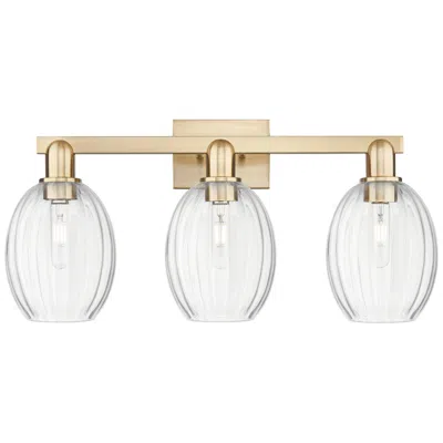 Innovations Lighting Preston 26"w 3 Light Champagne Bronze Bath Light With Bell Clear Shade In Gold