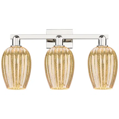 Innovations Lighting Preston 26"w 3 Light Polished Nickel Bath Light W/ Mercury Flute Shade