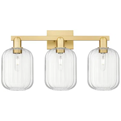 Innovations Lighting Preston 26"w 3 Light Satin Gold Bath Vanity Light With Clear Jar Shade