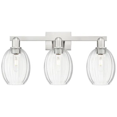 Innovations Lighting Preston 26"w 3 Light Satin Nickel Bath Light W/ Bell Clear Shade